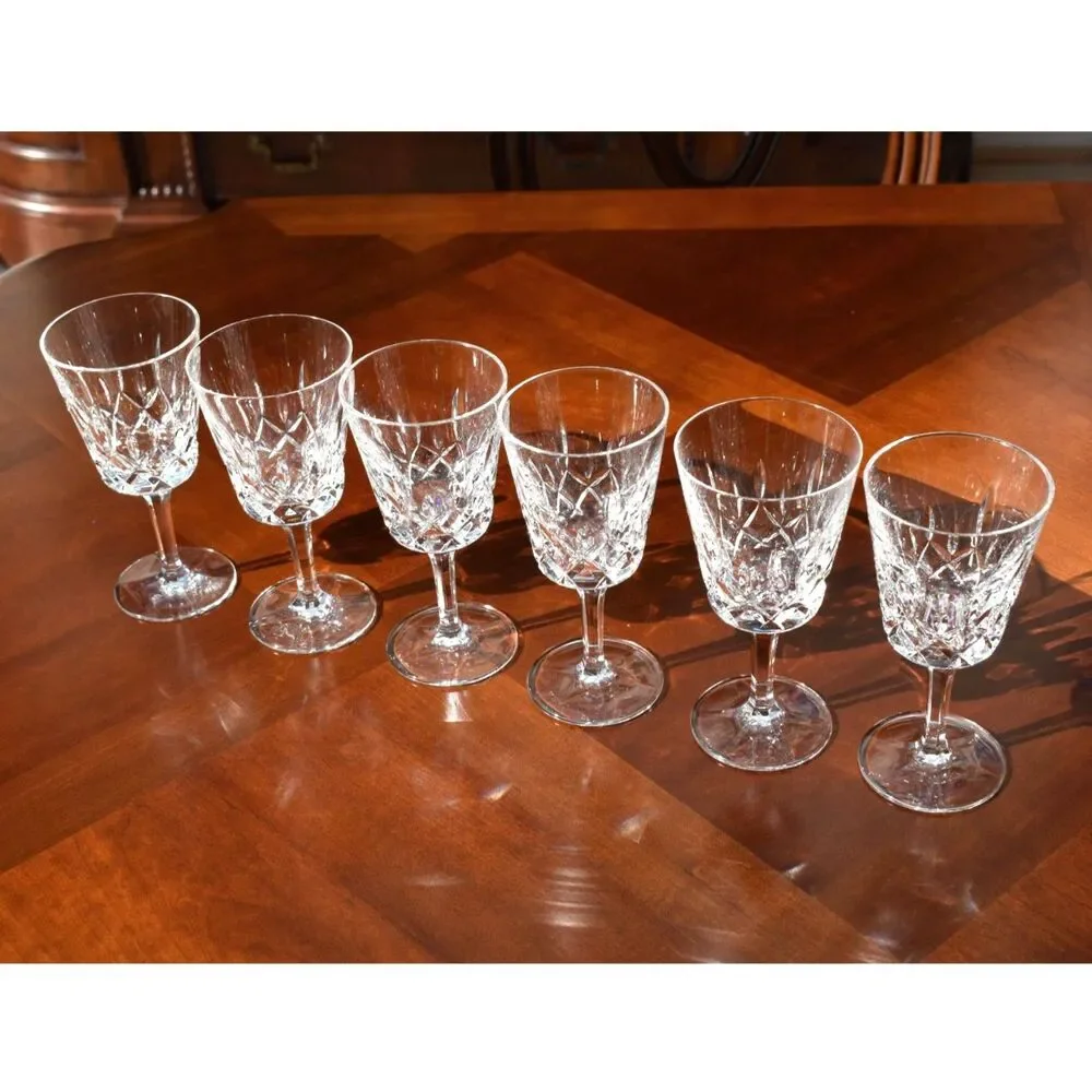 Set of 6 Gorham Crystal King Edward Clarets / Wine Glasses 6” - w/ Original Box